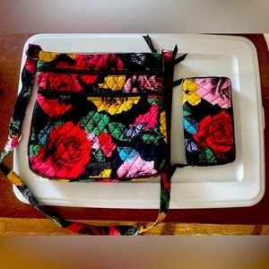 Vera Bradley Adjustable Cross-Body With Matching Wallet - Like New Condition